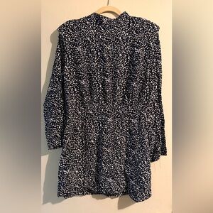 Zara Navy and White Printed Mini Dress